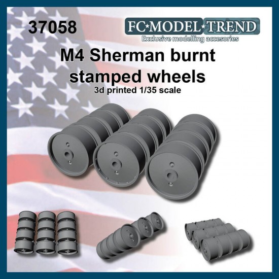 1/35 M4 Sherman Burnt Stamped Wheels