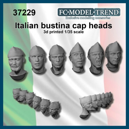 1/35 WWII Italian Bustina Cap Heads