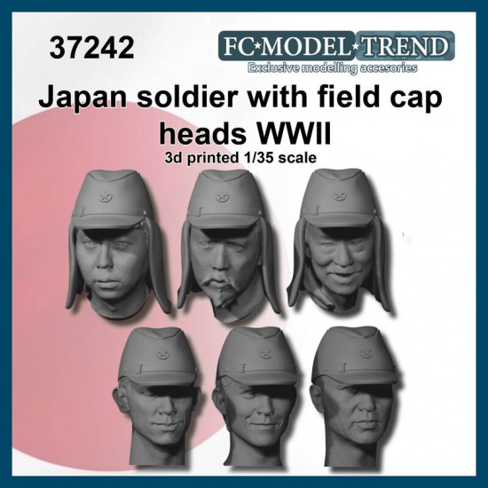 1/35 WWII Japanese Soldier Heads with Field Cap