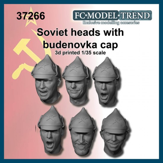 1/35 WWII Soviet Soldier Heads with Budenovka Caps