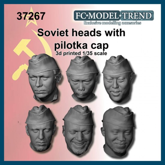 1/35 WWII Soviet Soldier Heads with Pilotka Caps