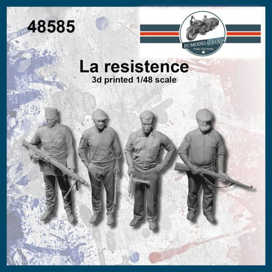 1/48 French Resistance "La Resistance" (4 figures) 3D Printed Kits