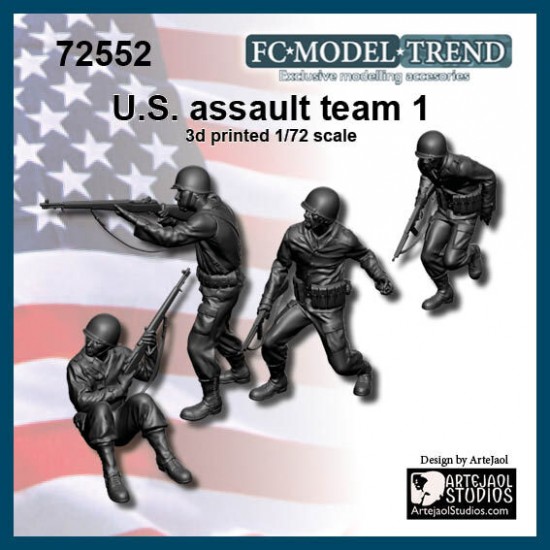 1/72 WWII US Assault Team #1 (4 figures)