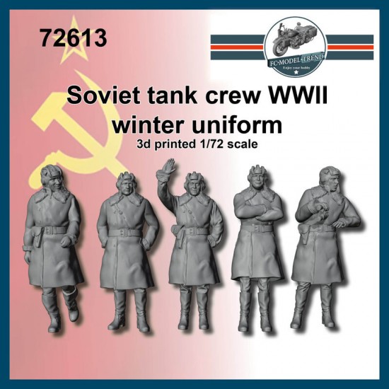 1/72 WWII Soviet Tank Crew, Winter Uniform (5 figures)