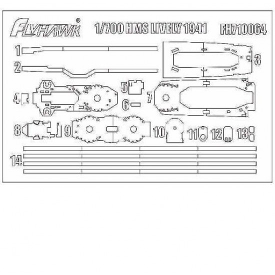 1/700 HMS Lively 1941 Deck Paint Masks for #FH1121