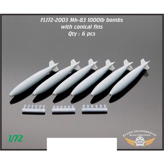 1/72 Mk-83 1000lb Bomb with Conical Fin (6 bombs)