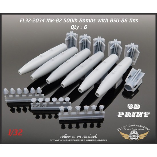 1/32 Mk-82 500lb Bomb with BSU-86 Retarded Fin (6pcs)