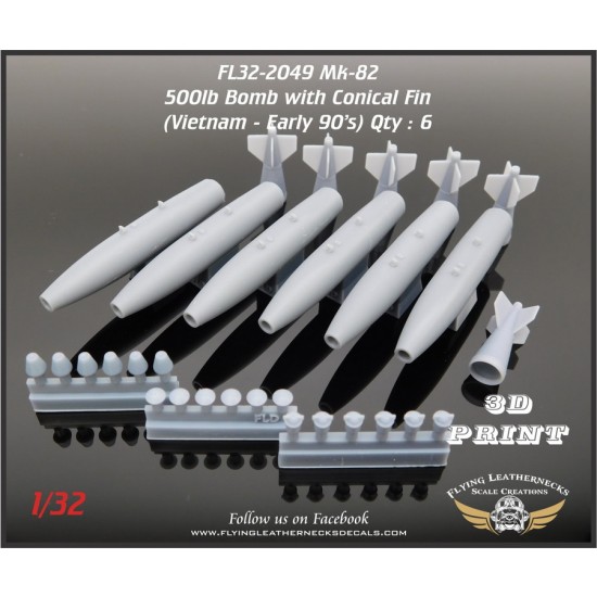 1/32 Mk-82 500lb Bomb with Conical Fins (Vietnam to Desert Storm) (6pcs)