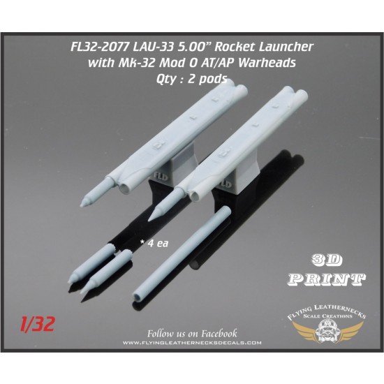 1/32 LAU-33 Dual 5.00" Rocket Launcher (with rockets and HE warheads)