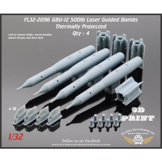 1/32 GBU-12 500lb Laser Guided Bomb (4pcs) - Thermally Protected