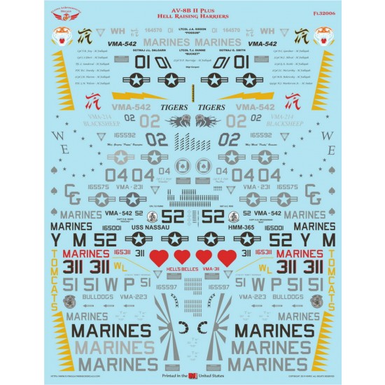 1/32 AV-8B II Plus Hell Raising Harriers Decal