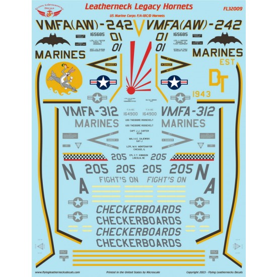 1/32 F/A-18C/D Leatherneck Legacy Hornets VMFA(AW)-242 VMFA-312 Decal