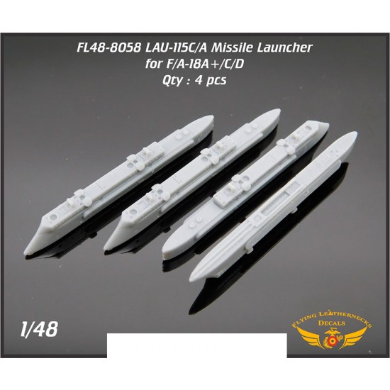 1/48 LAU-115C/A Launcher for F/A-18 AIM-7, Dual AIM-9/120 (4pcs)