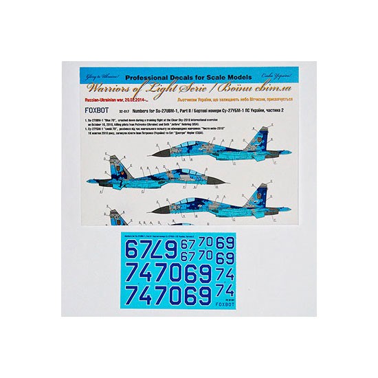 1/32 Sukhoi Su-27UBM, Ukranian AF, Digital Camo, Part 2 Numbers Decals