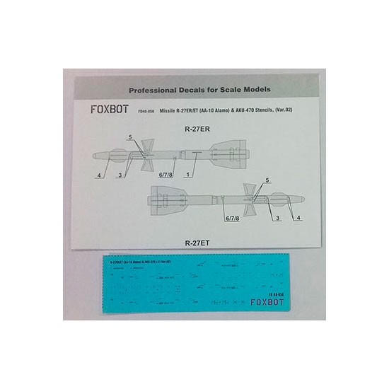 1/48 Missile R-27ER/ET (AA-10 Alamo) & AKU-470 (Var.2) Stencils Decals