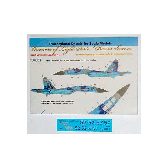 1/72 Sukhoi Su-27 with Name Decals for Airfix/Hasegawa/Heller/ICM/Trumpeter