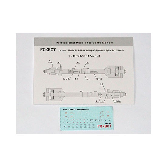 1/72 Missile R-73 (AA-11 Archer) & 7/8 points of Digital Su-27 Stencils Decals