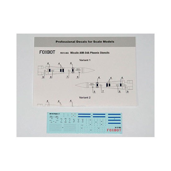 1/72 Missile AIM-54A Phoenix Stencils Decals for F-14 kits