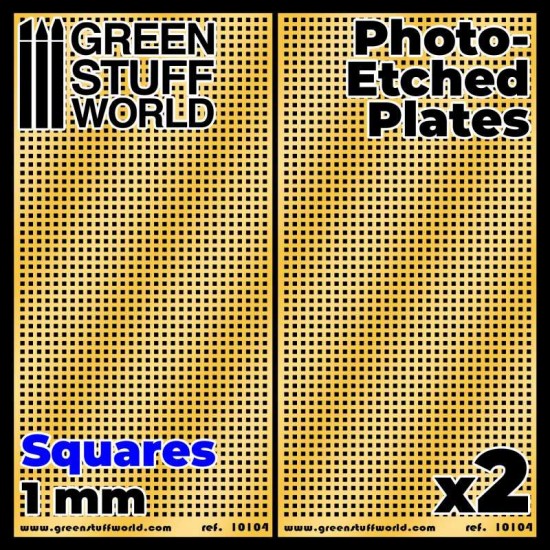 Photo-etched Plates - 1mm Large Squares (60x120mm, thickness 0.2mm, 2pcs)