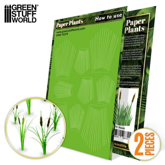 1/48, 1/35, 1/32 Paper Plants - Reeds (4 combined leaves, 12 singles, 4 spirals)