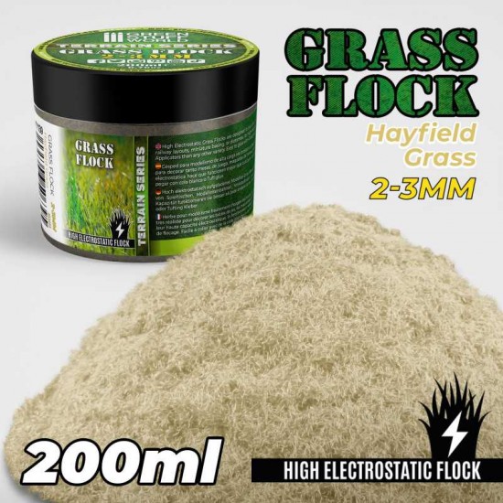 Grass Flock - Hayfield Grass 2-3mm (200ml high electrostatic flock)