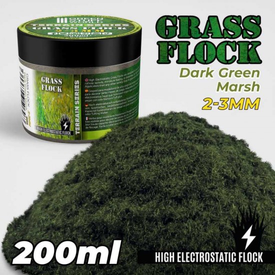 Grass Flock - Dark Green Marsh 2-3mm (200ml high electrostatic flock)