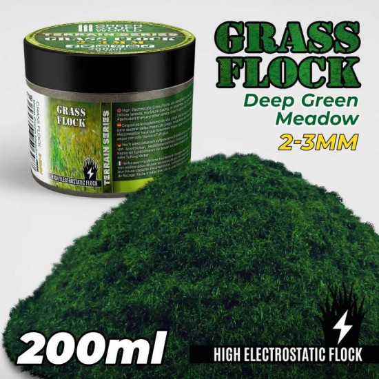 Grass Flock - Deep Green Meadow 2-3mm (200ml high electrostatic flock)