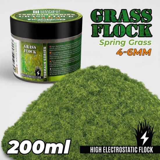 Grass Flock - Spring Grass 4-6mm (200ml high electrostatic flock)