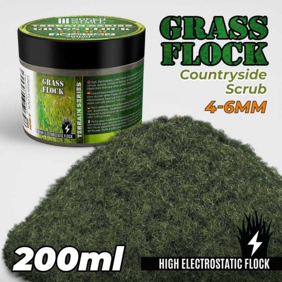 Grass Flock - Countryside Scrub 4-6mm (200ml high electrostatic flock)