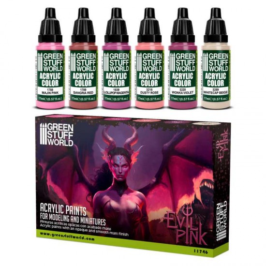 Acrylic Paint Set - Evil Pink (6x 17ml, matt finish)