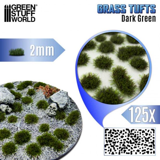 Dark Green Grass Tufts XXL (Fiber Size: 2mm high, 125pcs)