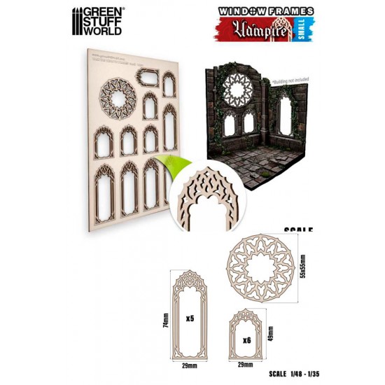 1/48 -1/35 Small Vampire Miniature Window Frame (sheet size: 150x225 mm)