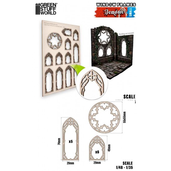 1/48 -1/35 Small Demonic Miniature Window Frame (sheet size: 150x225 mm)