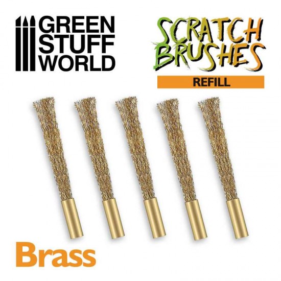 BRASS Refill (5pcs) for Scratch Brush Pens (for removing sculpting putty)