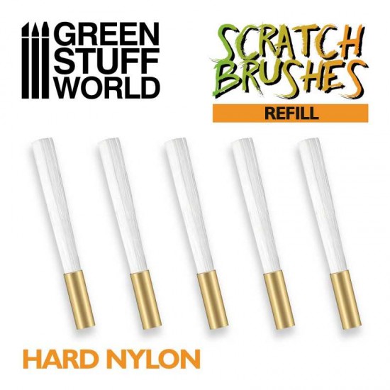 Hard Nylon Refill (5pcs) for Scratch Brush Pens (for removing sculpting putty)