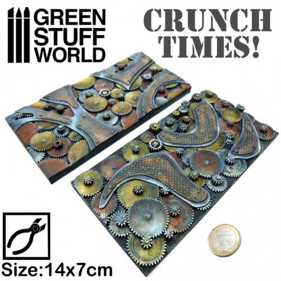 Steampunk Wheels and Gears Scenery Base (2 resin plates in size 70x140mm)