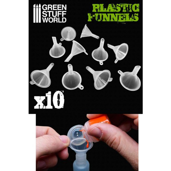 Plastic Funnels (10pcs, each size: 4.1cm x 3.8cm, polypropylene)