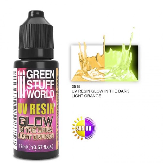 Glow-In-The-Dark Light Orange UV Resin (17ml/0.57 fl.oz)