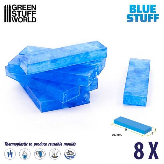 Blue Stuff REUSABLE Plastic Molding (8 bars, dimension of each bar: 5.8x1.5x0.7cm)