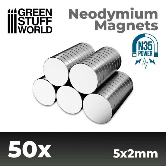 50x Neodymium Magnets 5x2mm (N35)