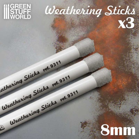 8mm Sponge Weathering Brushes/Sticks (3 pens)