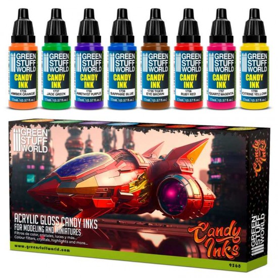 Acrylic Paint Set - Candy Ink (8x 17ml, gloss and smooth finish)