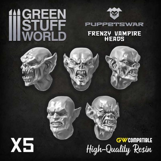 Puppetswar Vampire Heads 2 for 28/32mm Wargame Miniatures