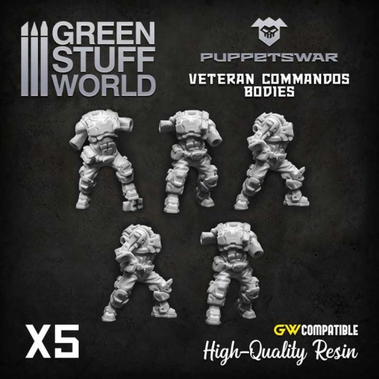 Puppetswar Veteran Commandos Bodies for 28/32mm Wargame Miniatures