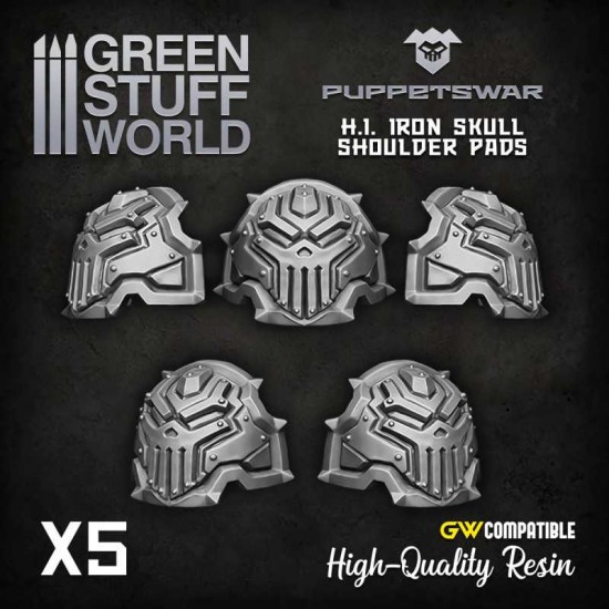 Puppetswar Iron Skull Shoulder Pads #2 for 28/32mm Wargame Miniatures