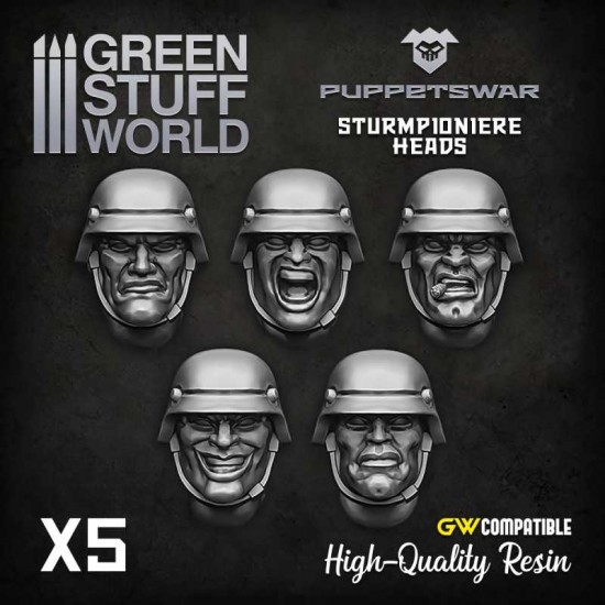 Puppetswar Sturmpioniere Heads for 28/32mm Wargame Miniatures