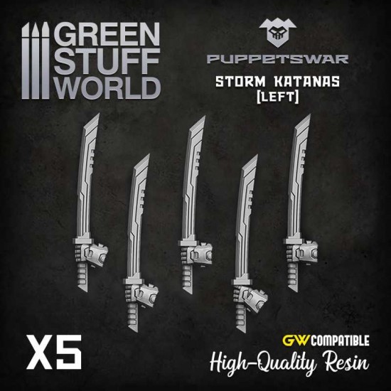 Puppetswar Storm Katanas - Left Hands for 28/32mm Wargame Miniatures