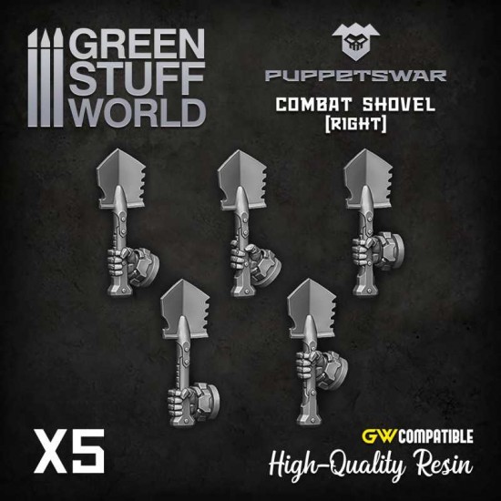 Puppetswar Combat Shovel - Right Hands for 28/32mm Wargame Miniatures