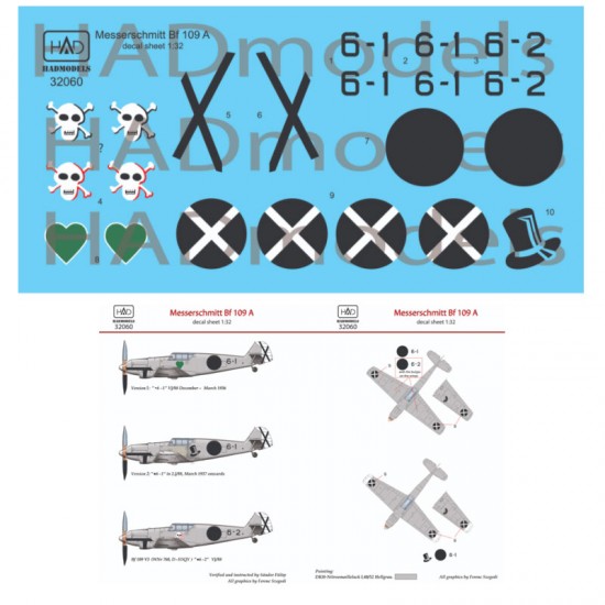 Decals for 1/32 Messerschmitt BF 109 A