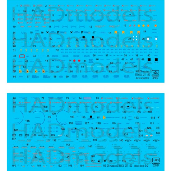 Decal for 1/32 MiG-29 Russian Full Stencil Double sheet